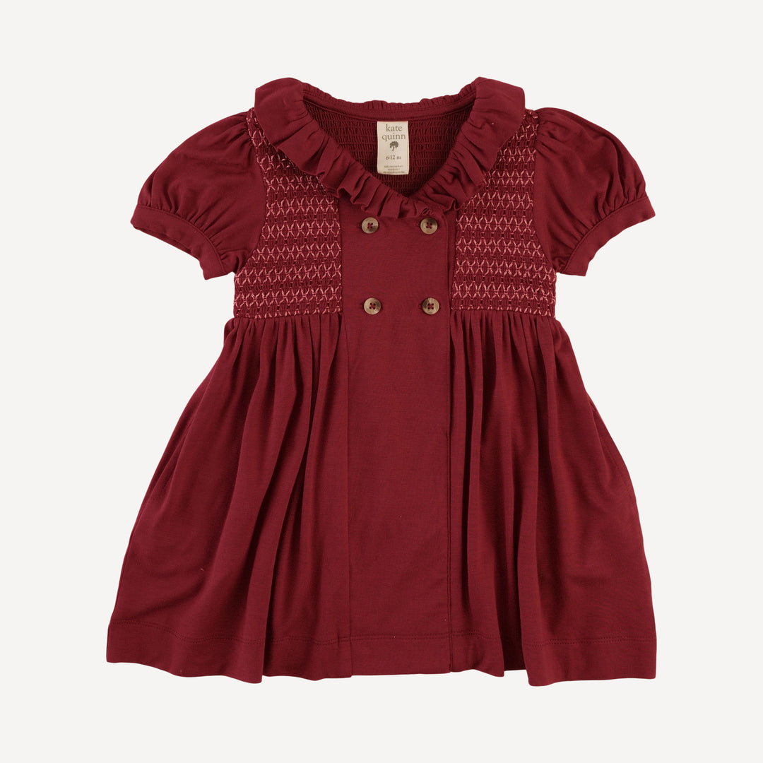 roo smocked dress | merlot | bamboo
