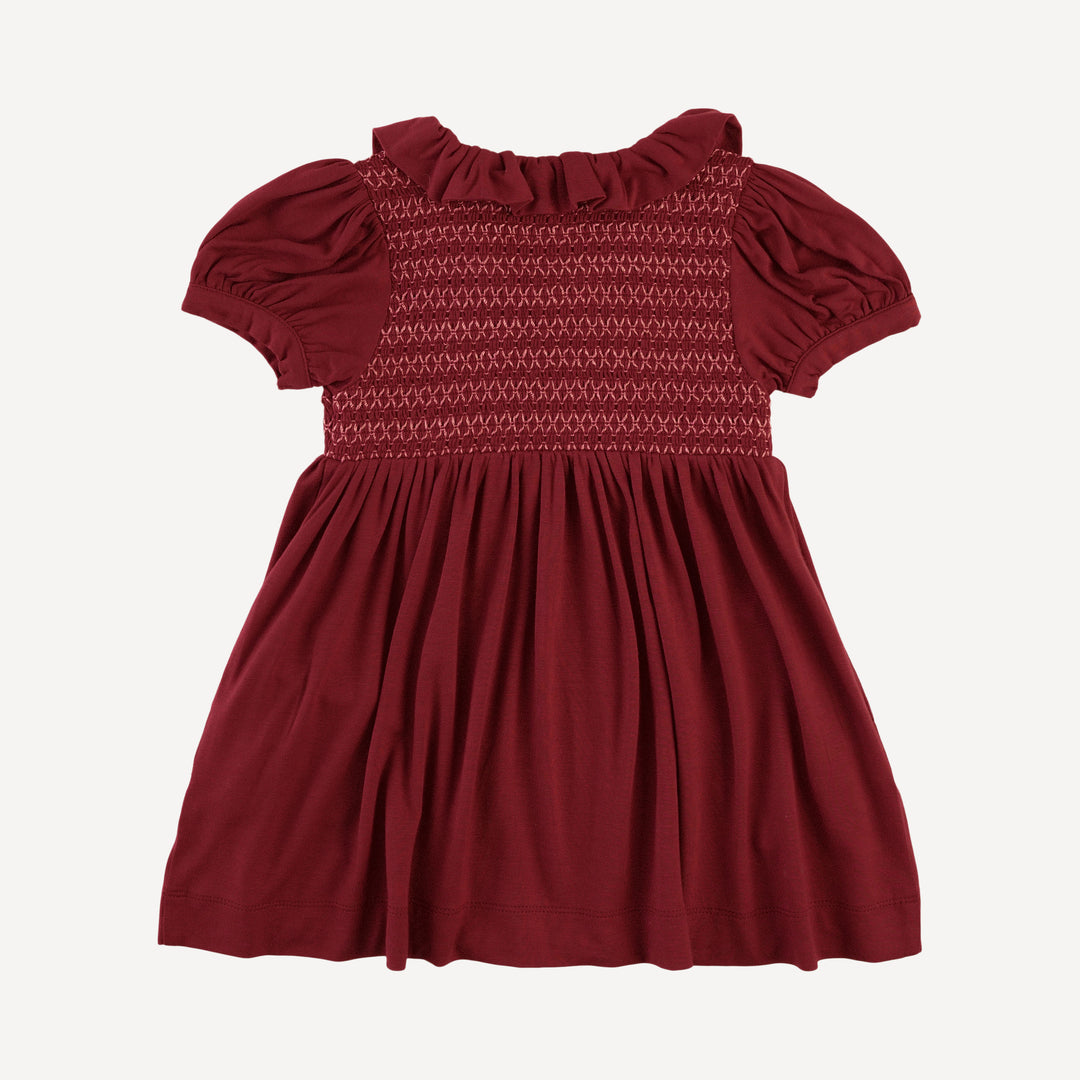 roo smocked dress | merlot | bamboo