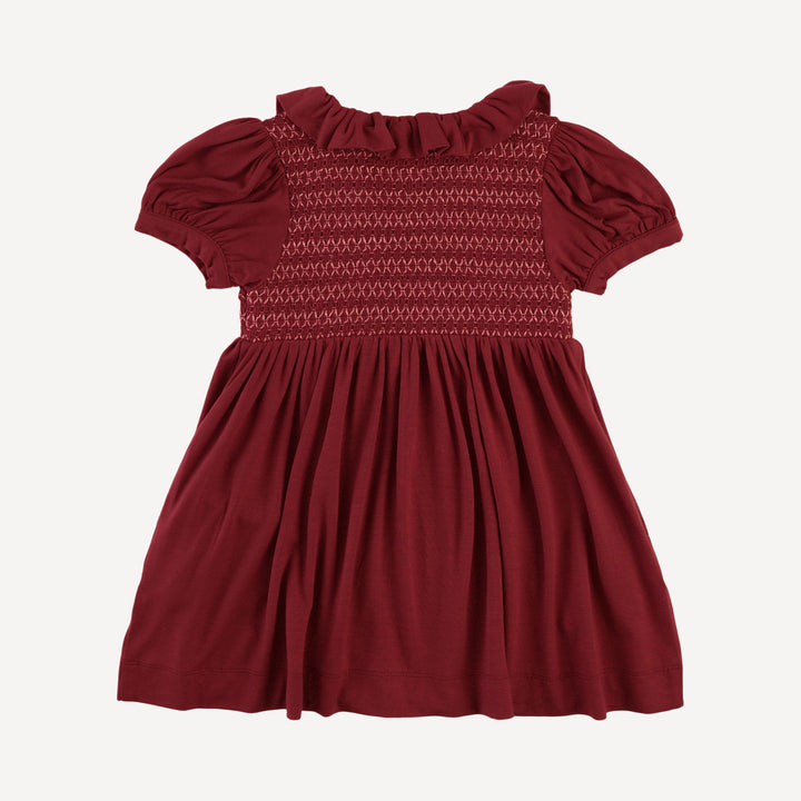 roo smocked dress | merlot | bamboo