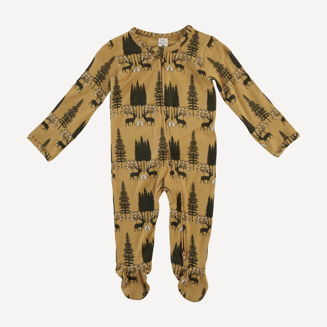 long sleeve two way zipper footie | taffy magical forest | bamboo