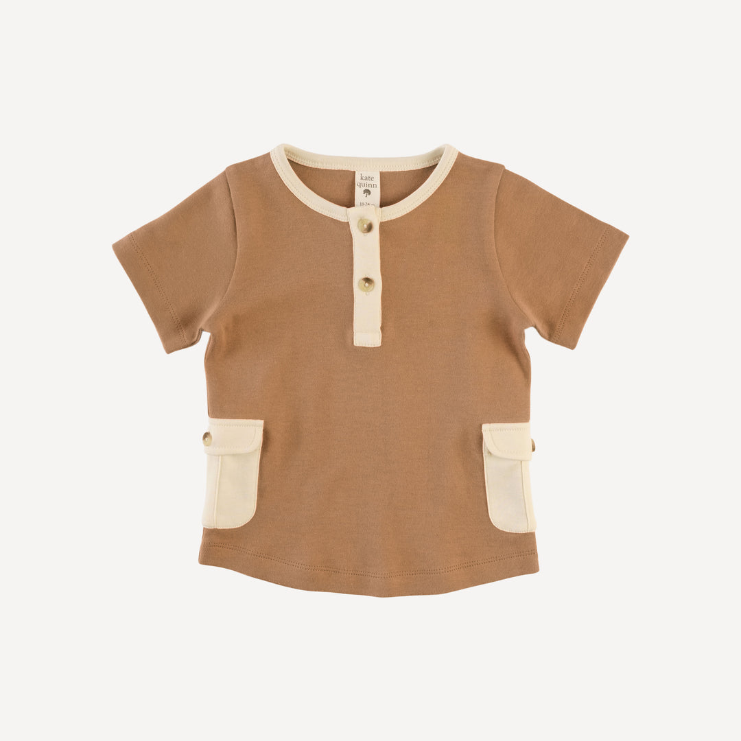 short sleeve cargo pocket tee | cinnamon | organic cotton interlock
