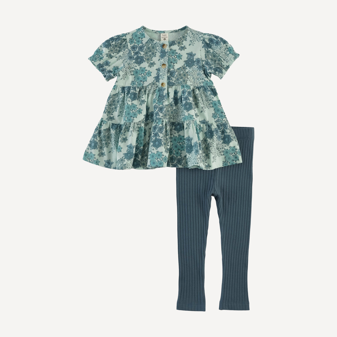 short puff sleeve prairie top + legging set | bluebell wildflower | organic cotton jersey