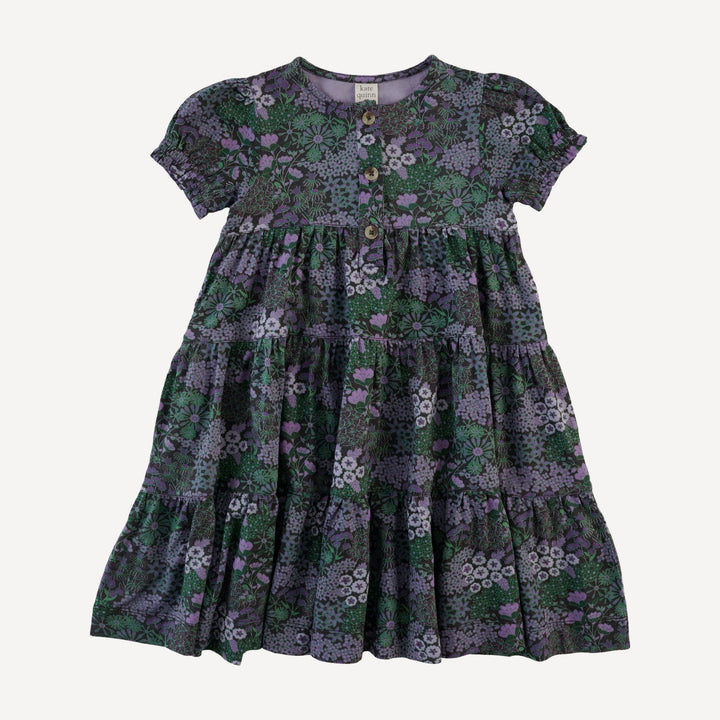 short puff sleeve prairie dress | purple ditsy | bamboo