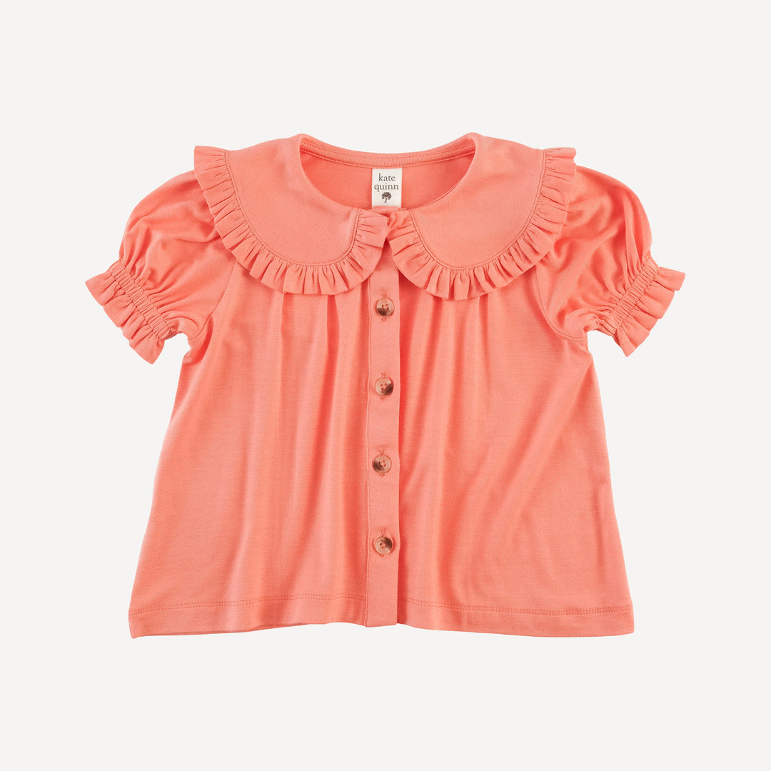 short puff sleeve prairie top | peach sorbet | bamboo