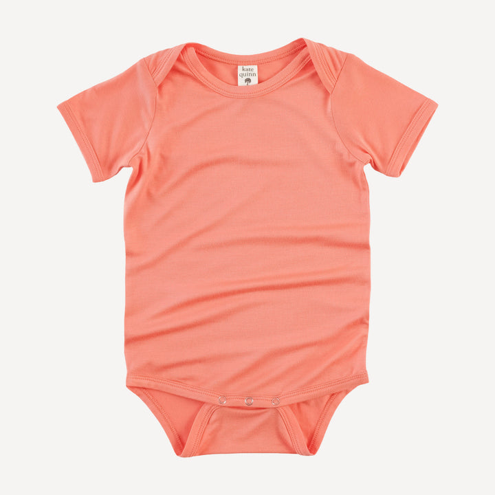 short sleeve lap neck bodysuit | peach sorbet | bamboo
