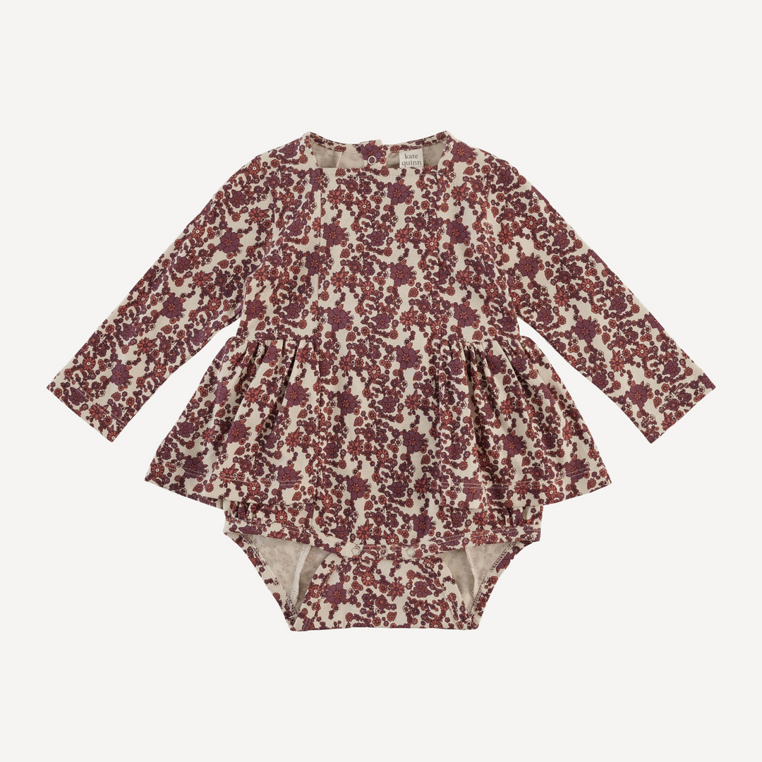 long sleeve ballerina bubble | clay ditsy floral | organic cotton jersey