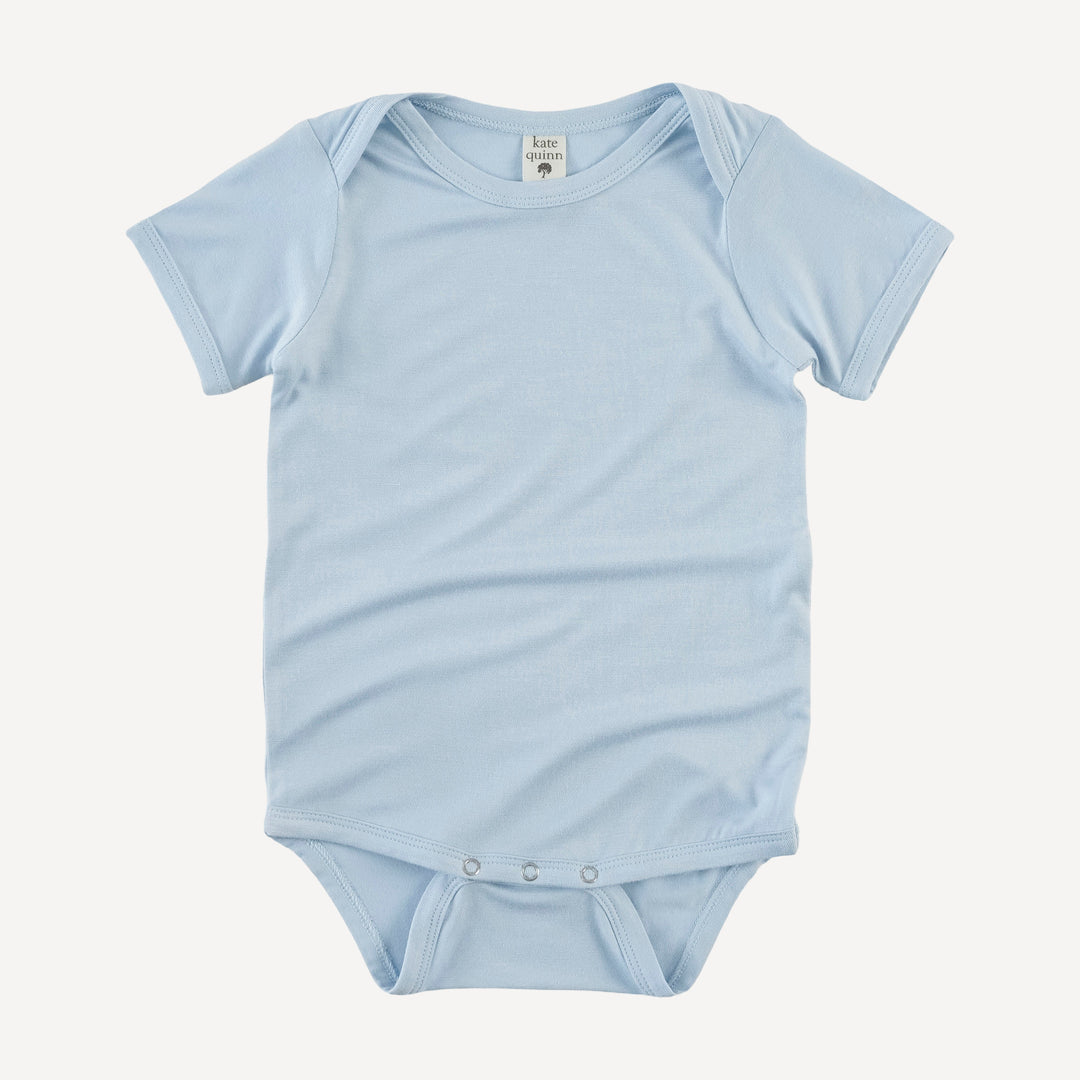 short sleeve lap neck bodysuit | finch blue | bamboo