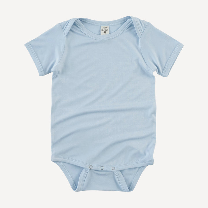 short sleeve lap neck bodysuit | finch blue | bamboo