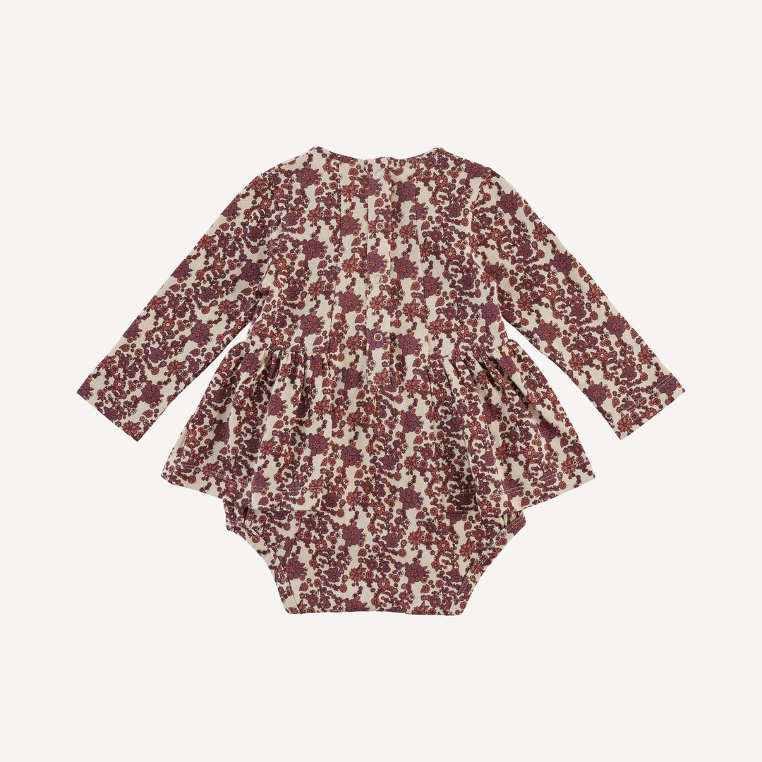 long sleeve ballerina bubble | clay ditsy floral | organic cotton jersey