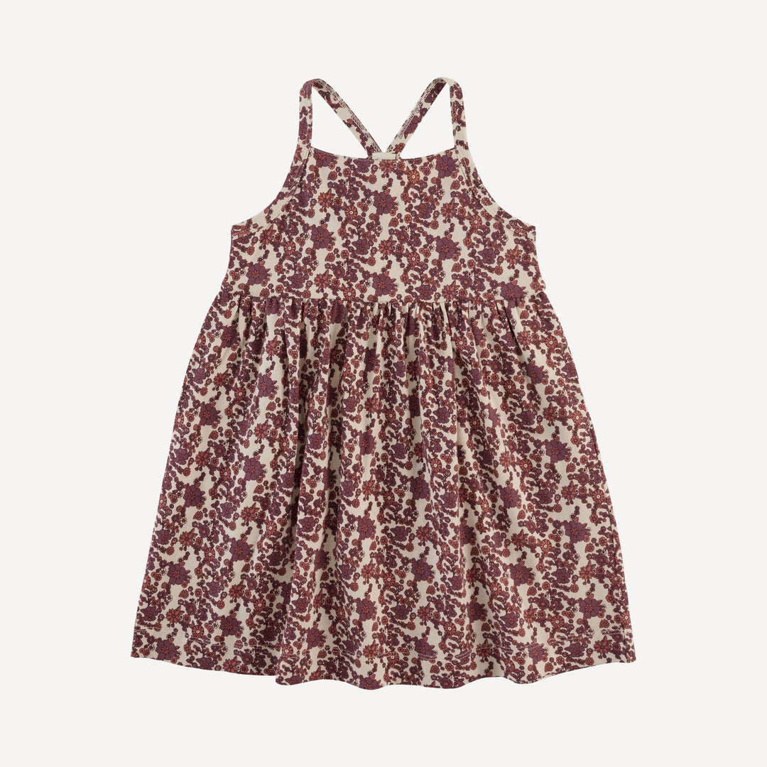 skinny strap pocket dress | clay ditsy floral | organic cotton jersey