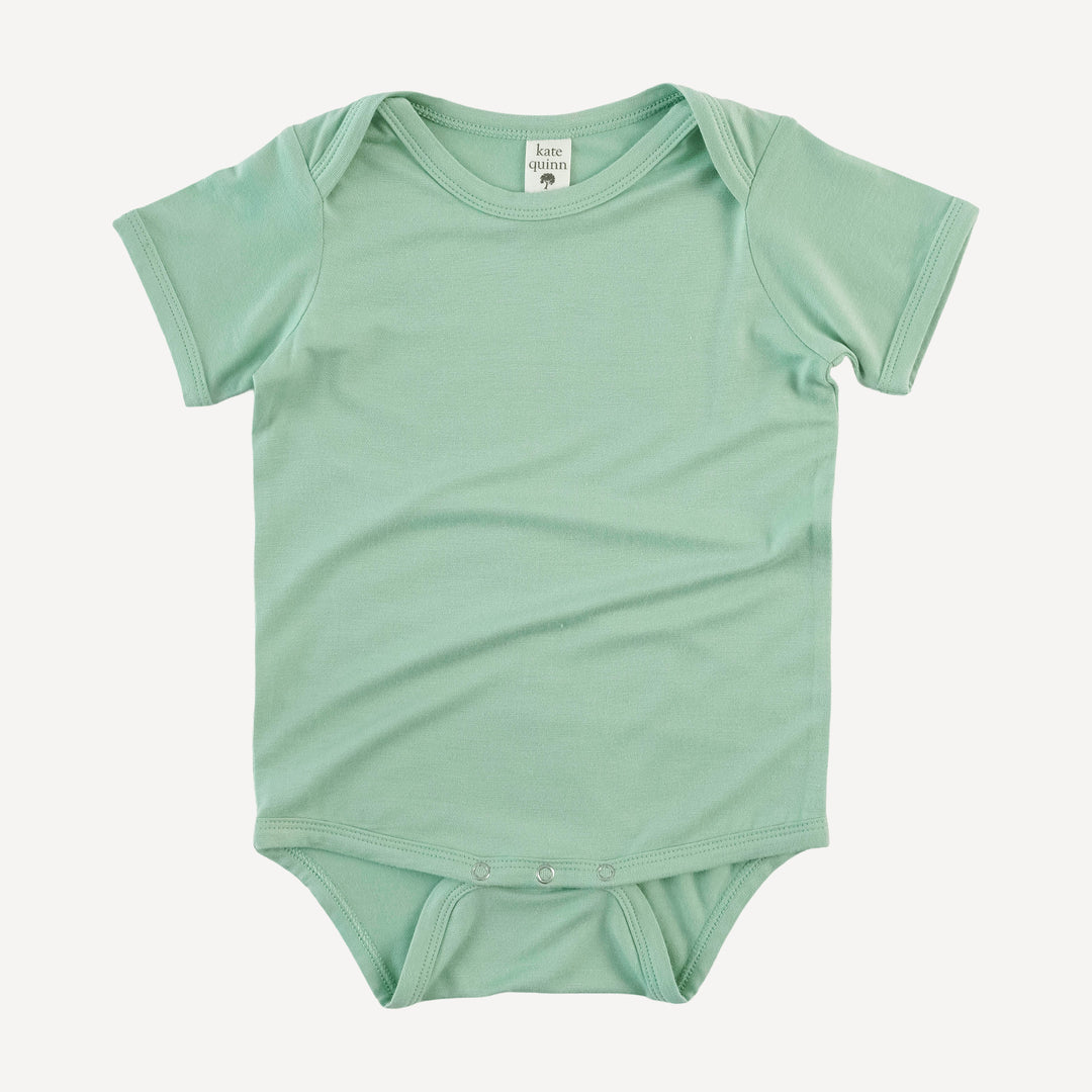 short sleeve lap neck bodysuit | green mist | bamboo
