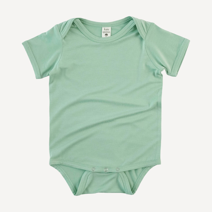 short sleeve lap neck bodysuit | green mist | bamboo