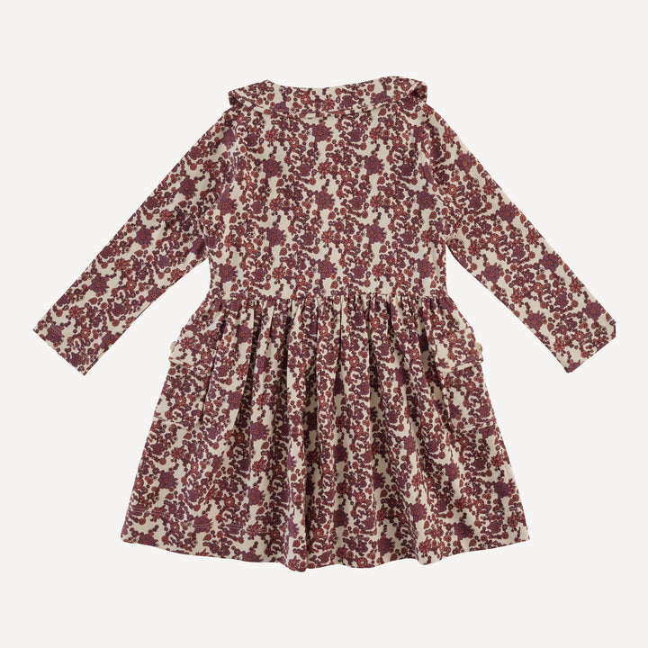 long sleeve peter pan apron dress | clay ditsy floral | organic cotton jersey