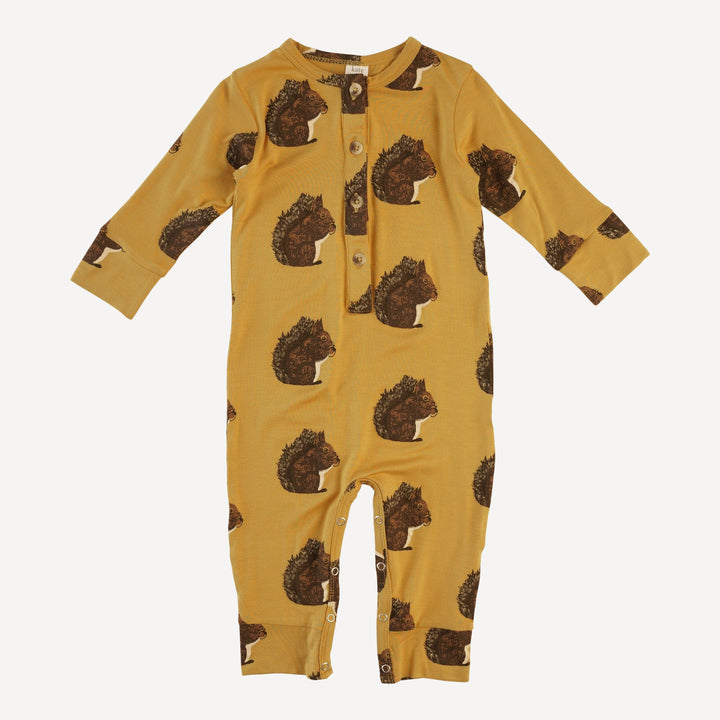 long sleeve sport union suit | acorn squirrel | bamboo