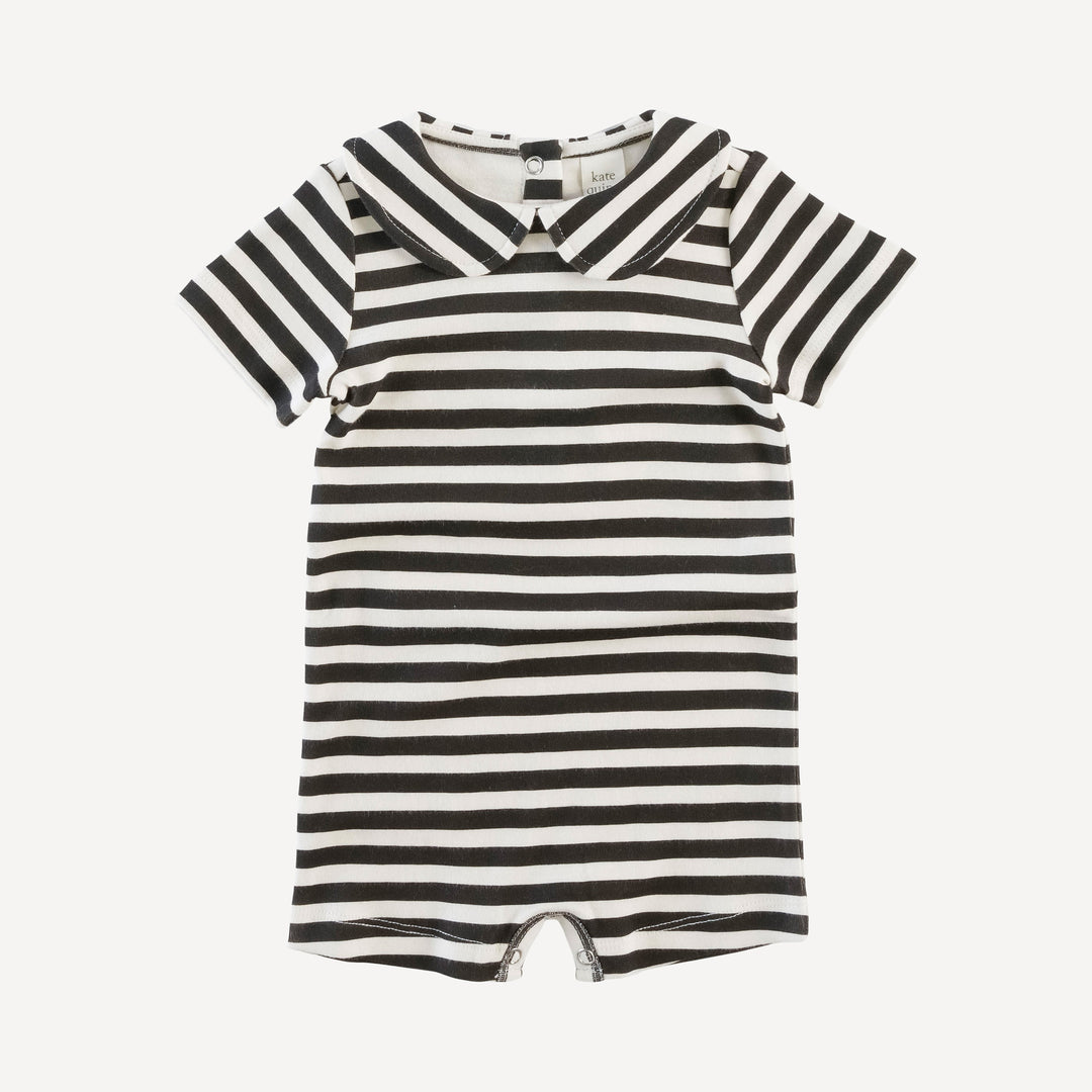 short sleeve peter pan shortie | black stripe | organic cotton interlock