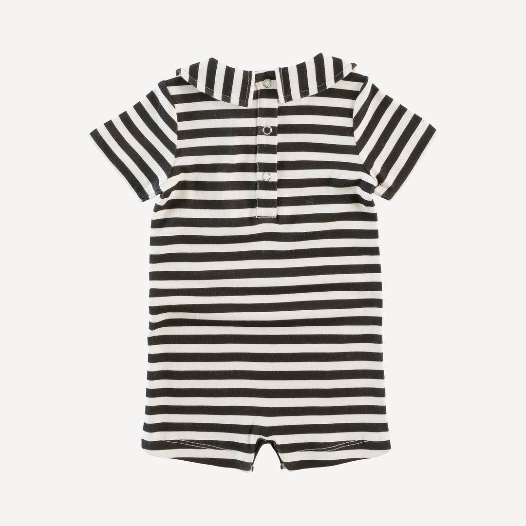 short sleeve peter pan shortie | black stripe | organic cotton interlock