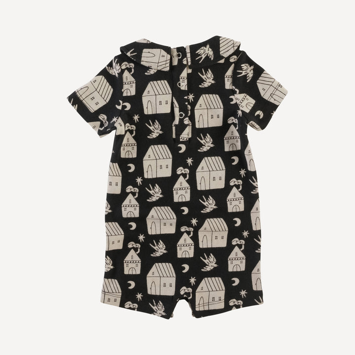 short sleeve peter pan shortie | little houses | organic cotton interlock