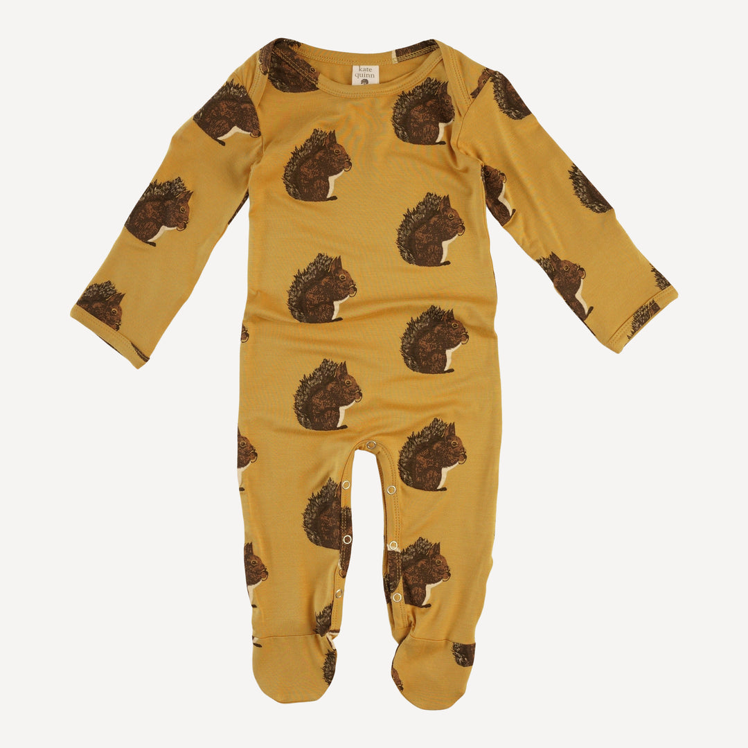 long sleeve lap neck footie | acorn squirrel | bamboo