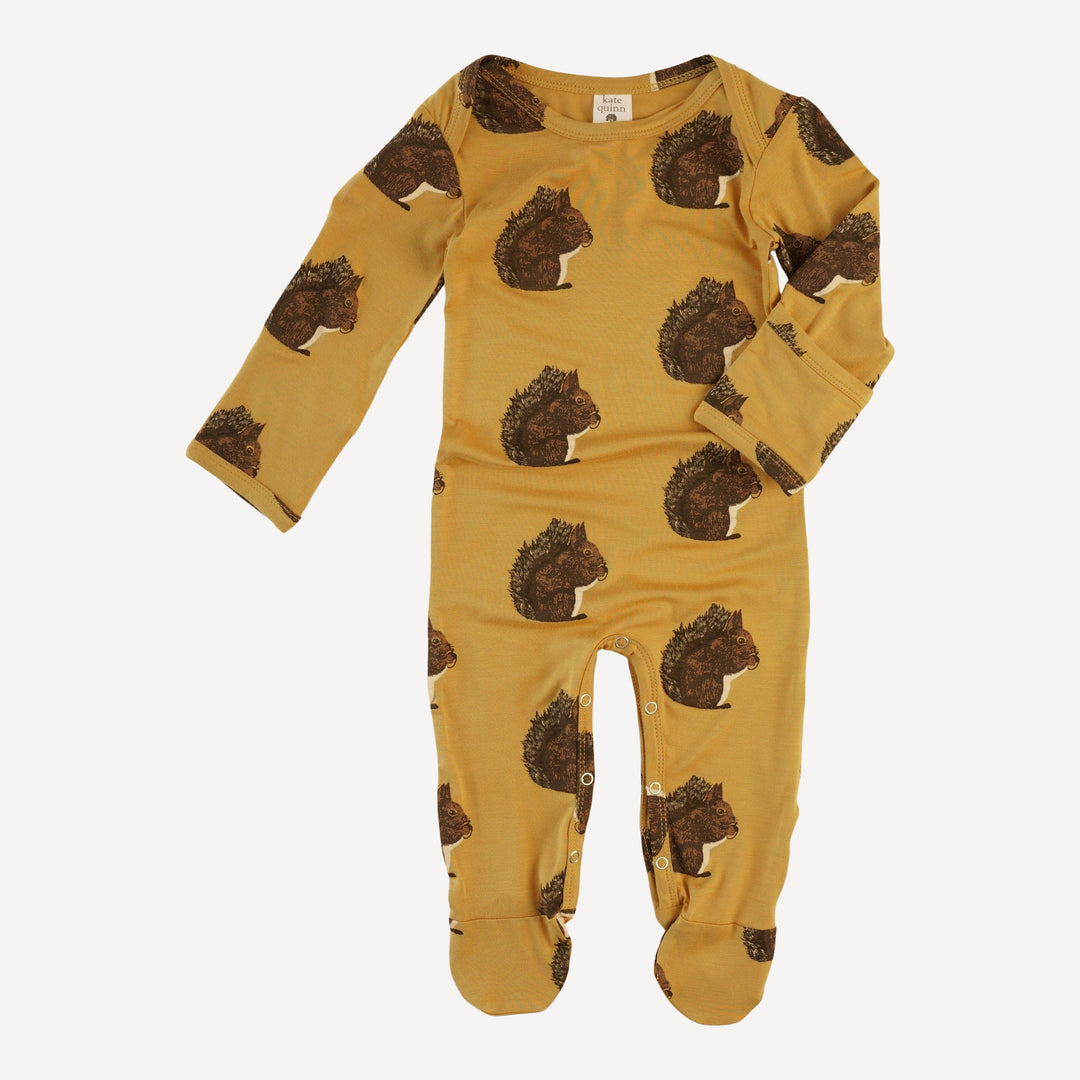 long sleeve lap neck footie | acorn squirrel | bamboo