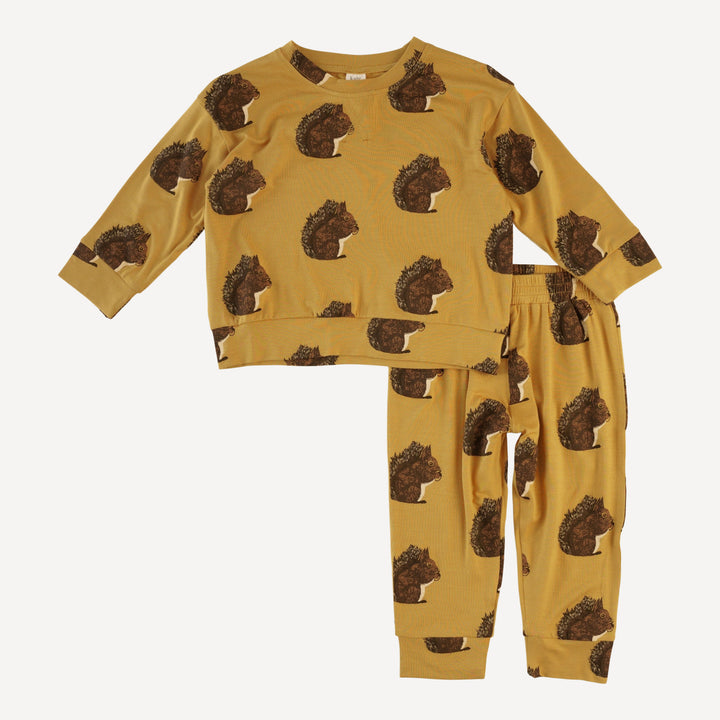 long sleeve cuffed jogger set | acorn squirrel | bamboo