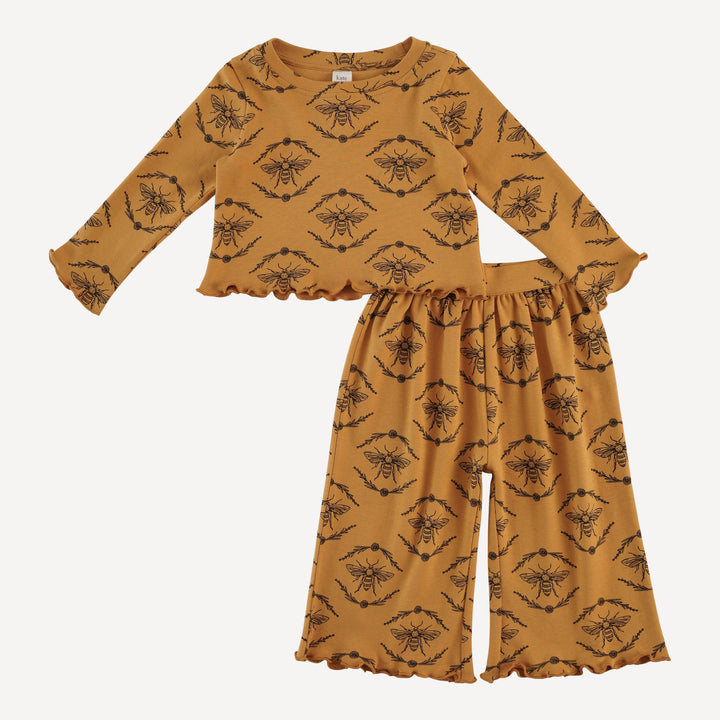 long sleeve jade set | bee floral | organic cotton interlock
