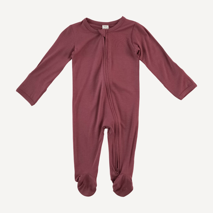 long sleeve two way zipper footie | apple fritter | bamboo