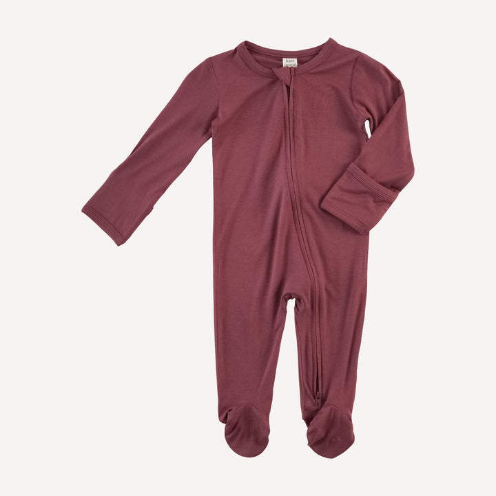 long sleeve two way zipper footie | apple fritter | bamboo