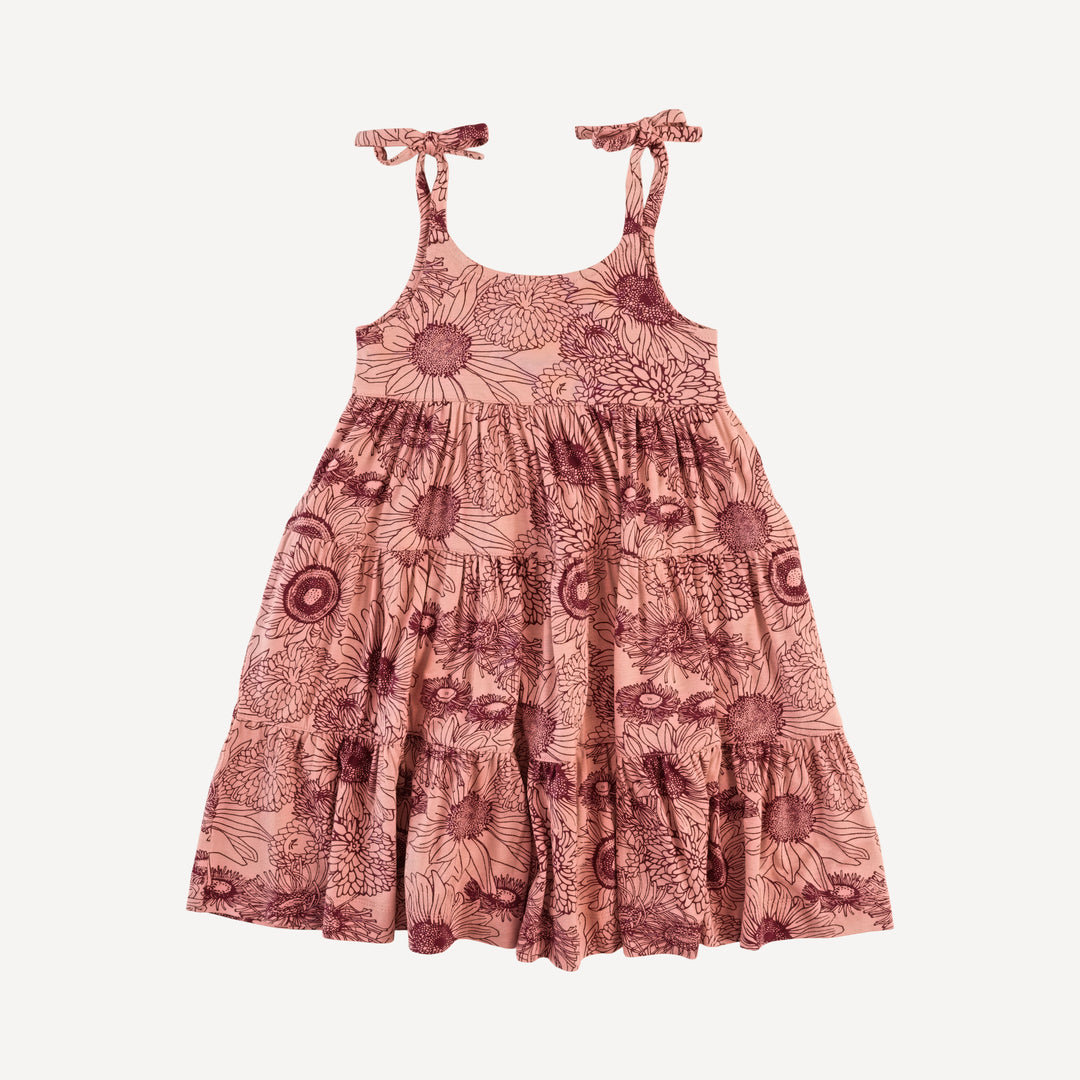 spaghetti tie prairie dress | merlot sunflowers | bamboo