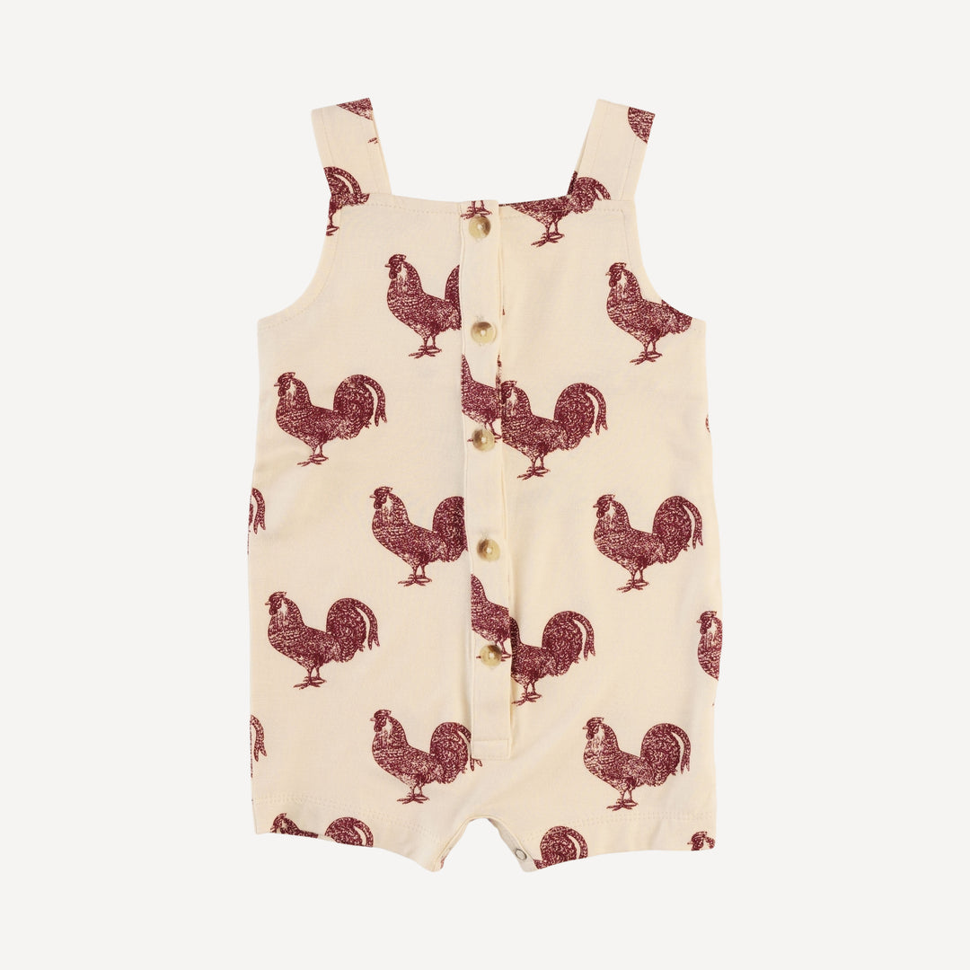 button overall shortie | rooster | bamboo