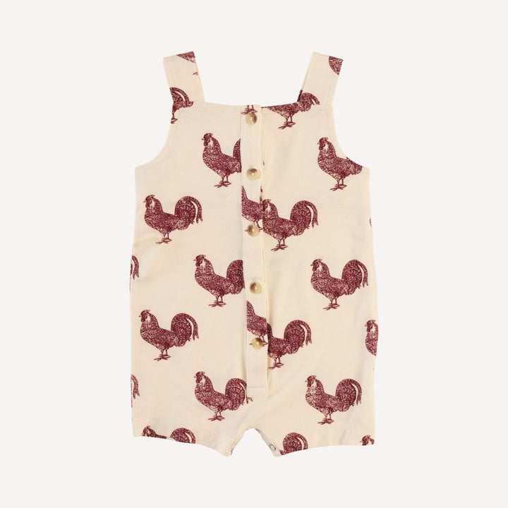 button overall shortie | rooster | bamboo