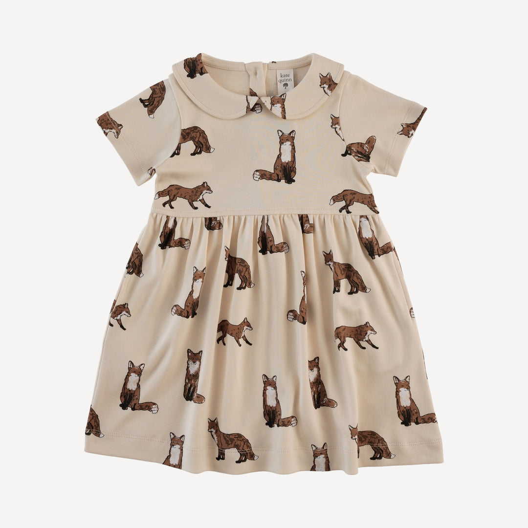 short sleeve peter pan dress | winter fox | organic cotton interlock