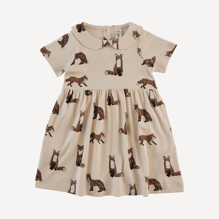 short sleeve peter pan dress | winter fox | organic cotton interlock