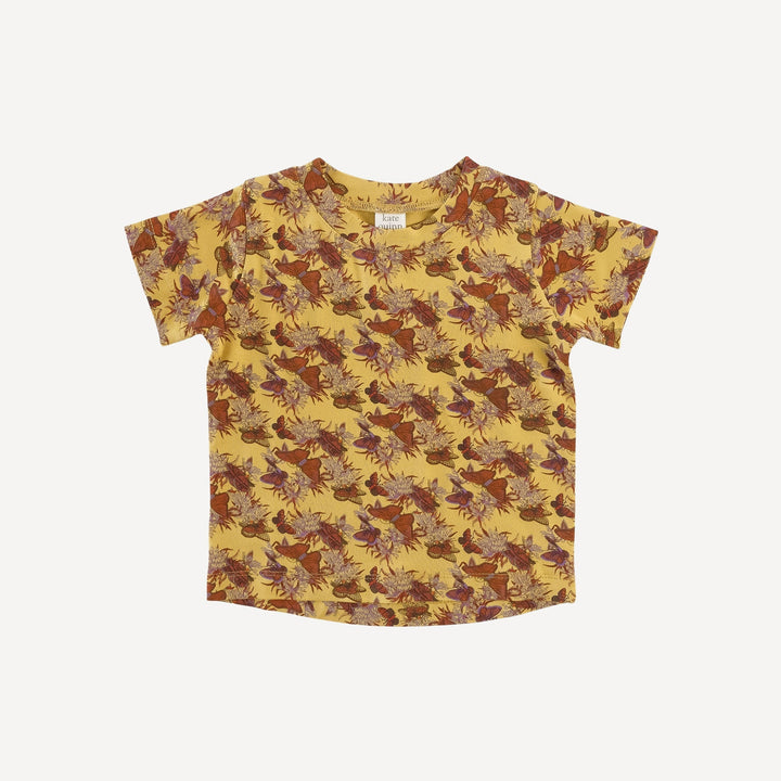 AS IS! short sleeve essential boxy tee | gold butterflies and milkweed | bamboo