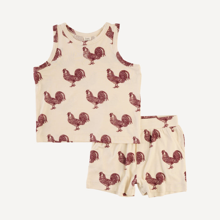 topstitch tank + relaxed short set | rooster | bamboo