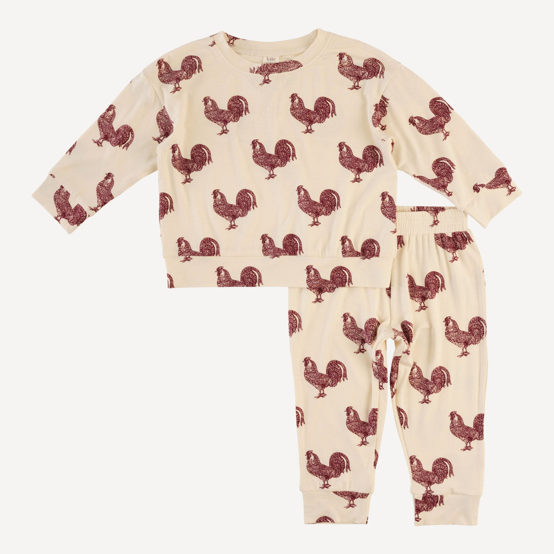 long sleeve cuffed jogger set | rooster | bamboo