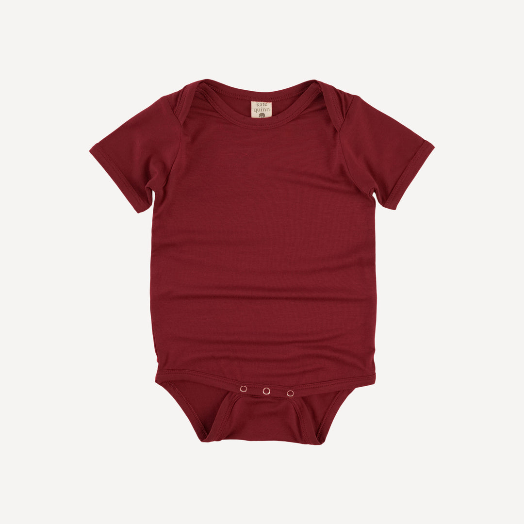 short sleeve lap neck bodysuit | merlot | bamboo