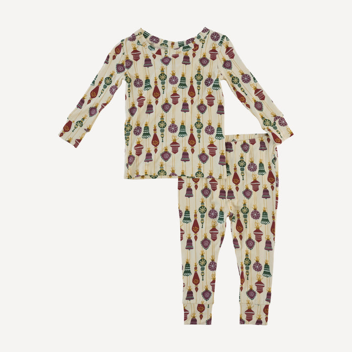 long sleeve crew neck pj set | vintage ornaments | bamboo