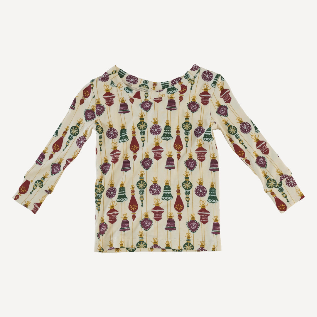 long sleeve crew neck pj set | vintage ornaments | bamboo