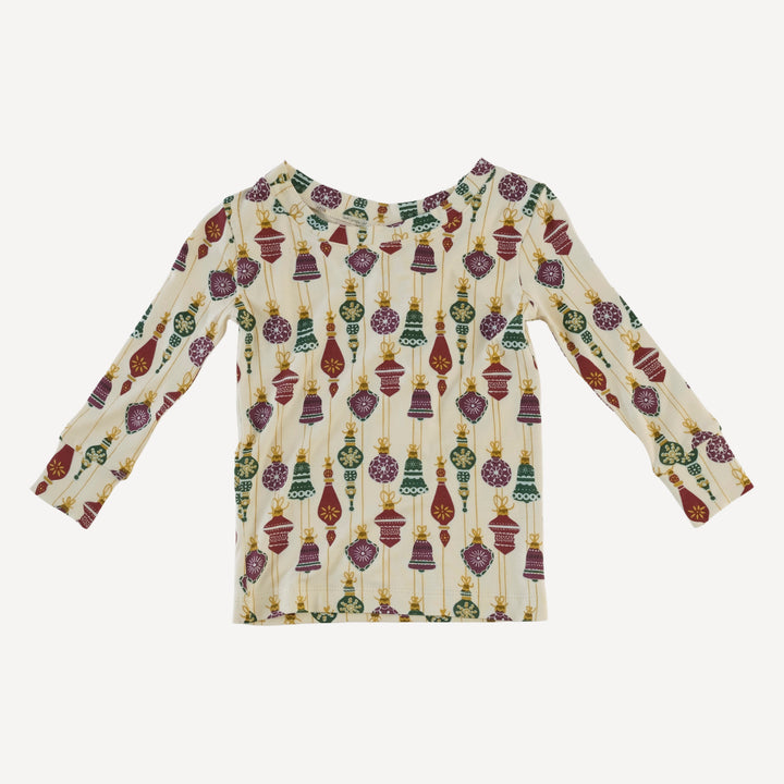 long sleeve crew neck pj set | vintage ornaments | bamboo