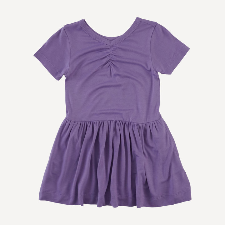 short sleeve twirl dress | purple bloom | bamboo