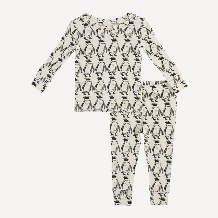 long sleeve crew neck pj set | penguin | bamboo