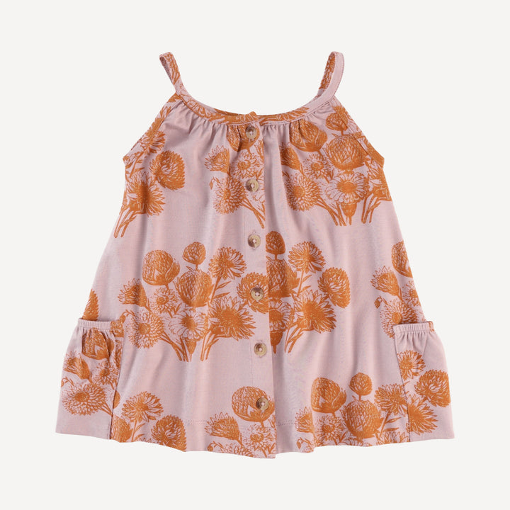 sleeveless button pocket dress | caramel dahlia | bamboo