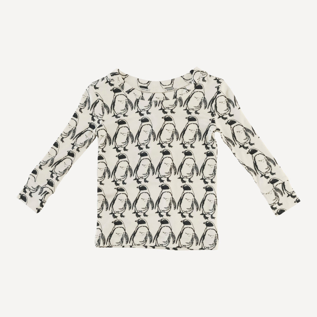 long sleeve crew neck pj set | penguin | bamboo