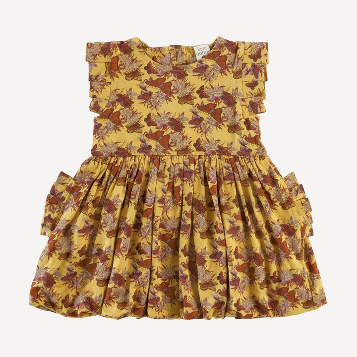 AS IS! sleeveless pleated bubble dress | gold butterflies and milkweed | bamboo