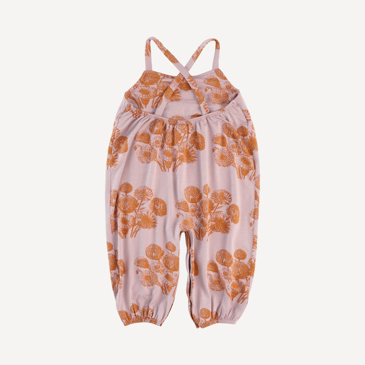 cross back spaghetti strap bubble jumpsuit | caramel dahlia | bamboo