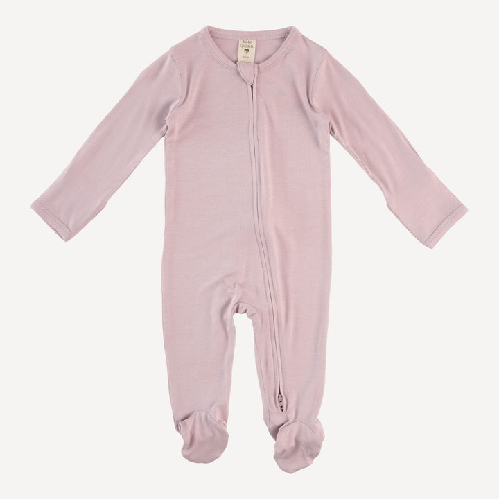long sleeve two way zipper footie | burnished lilac | bamboo