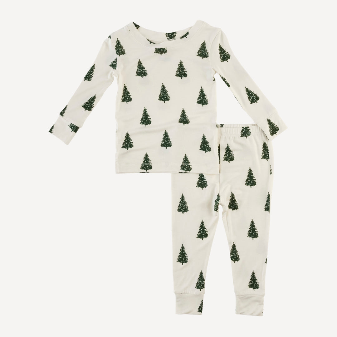 long sleeve crew neck pj set | mountain pine | bamboo