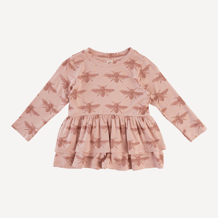 long sleeve double skirted ruffle top | rose bee | bamboo