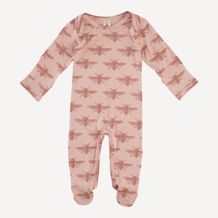 long sleeve lap neck footie | rose bee | bamboo