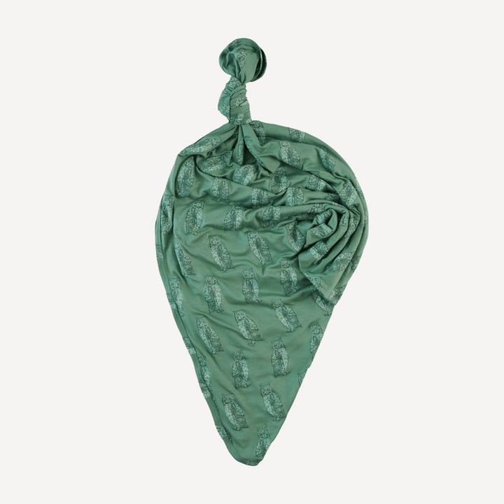 classic single layer blanket | green owl | bamboo